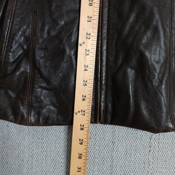 James & John ITALY Vintage Leather Jacket Womens Medium Euro4X Saddle Brown Boho - Picture 14 of 16